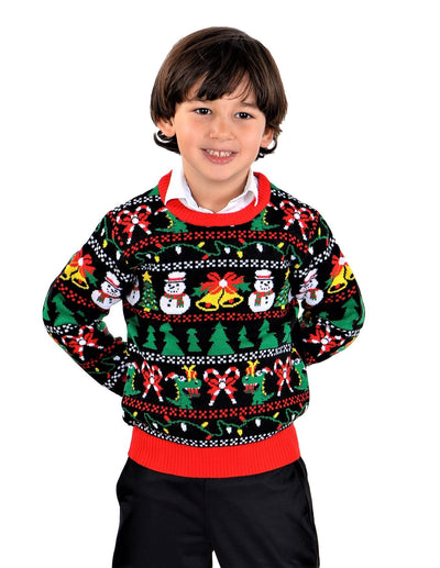 SOCAL LOOK Kids Ugly Christmas Sweater, Multicolor Long Sleeve Unisex Children Tacky Cute T-Rex Reindeer Holiday Xmas Pullover for Boys & Girls